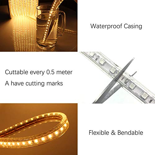 Kertme 5050-60 Type Ac 110-120V Rgb Led Strip Lights, Flexible/Waterproof/Dimmable/Multi-Colors/Multi-Modes Led Rope Light + 24 Keys Remote For Home/Garden/Building Decoration (164Ft/50M, Rgb) #TOP3