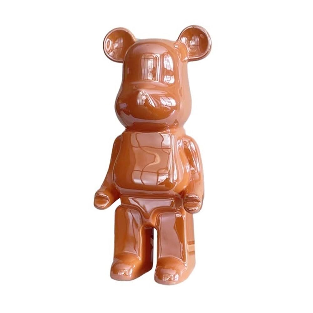 Hqdfcnm Orange Bearbrick, 28Cm Blocks Bear Collectible Sculptures Desktop Decoration
