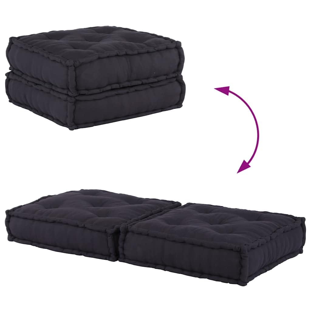 Elemento modulare per divano antracite, 70 x 70 x 36 cm, in cotone, configurabile, morbida imbottitura per interni ed esterni