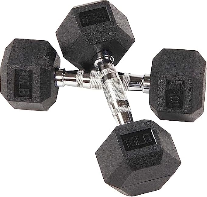 Rubber Encased Hex Dumbbell, Set Including 10, 15, 20LB Pairs