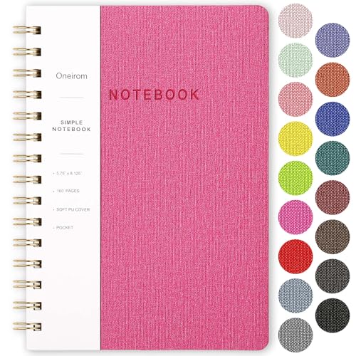 Image of Spiral Notebook-5.75 inch x 8.125 inch College Ruled Journal with Inner Pockets and 160 Pages,PU Leather Cover Business Journal, Twin-Wire Binding Notebook Perfect for Office & Home School Supplies Rose Red