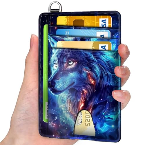 Slim Wallet Credit Card Protector Rfid Blocking Sleeves, Blue Wolf Ultimate Protection for Credit Cards, Passport, and Money,Sleek and Stylish Design for Men and Women2