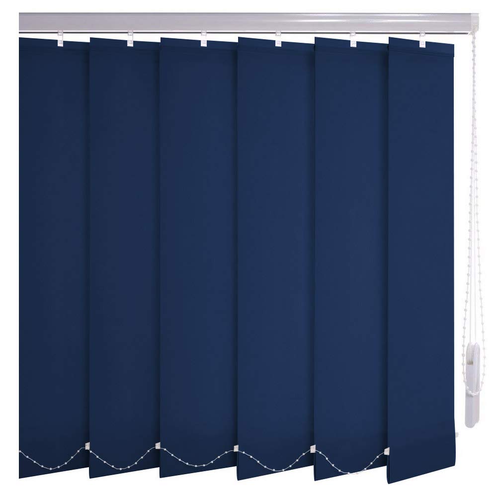 Sonnenschutz-HH® - Lamellenvorhang dunkelblau - Breite 140 cm x 160 cm Höhe - Office Verdunkelungslamellen für Bildschirmarbeitsplätze Lamellenbreite 127mm Vertikaljalousie Vertikalanlage