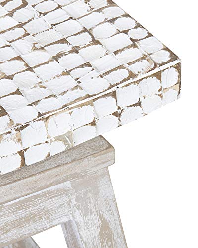 Butaco de Barra de Madera de Mango con Asiento de Coco Mosaico 24" de Alto miniatura 7