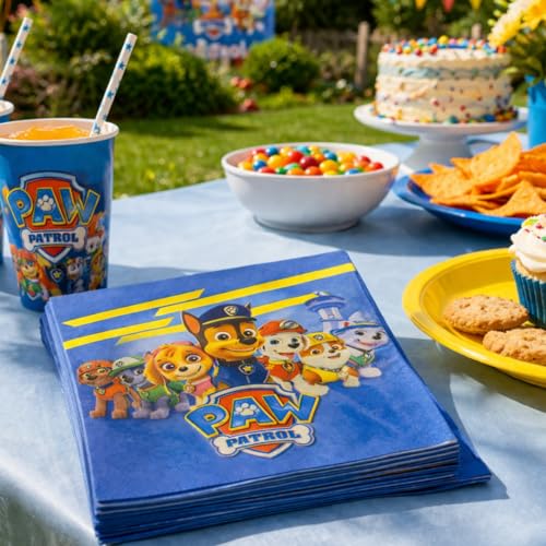 Image of Wanna Party Cute Paw Theme Inspired Paper Napkins (20 Pcs) | Puppy Paw Theme Birthday Napkins for Kids | Paw Print Theme Party Tableware for Birthday Decorations & Celebration Supplies