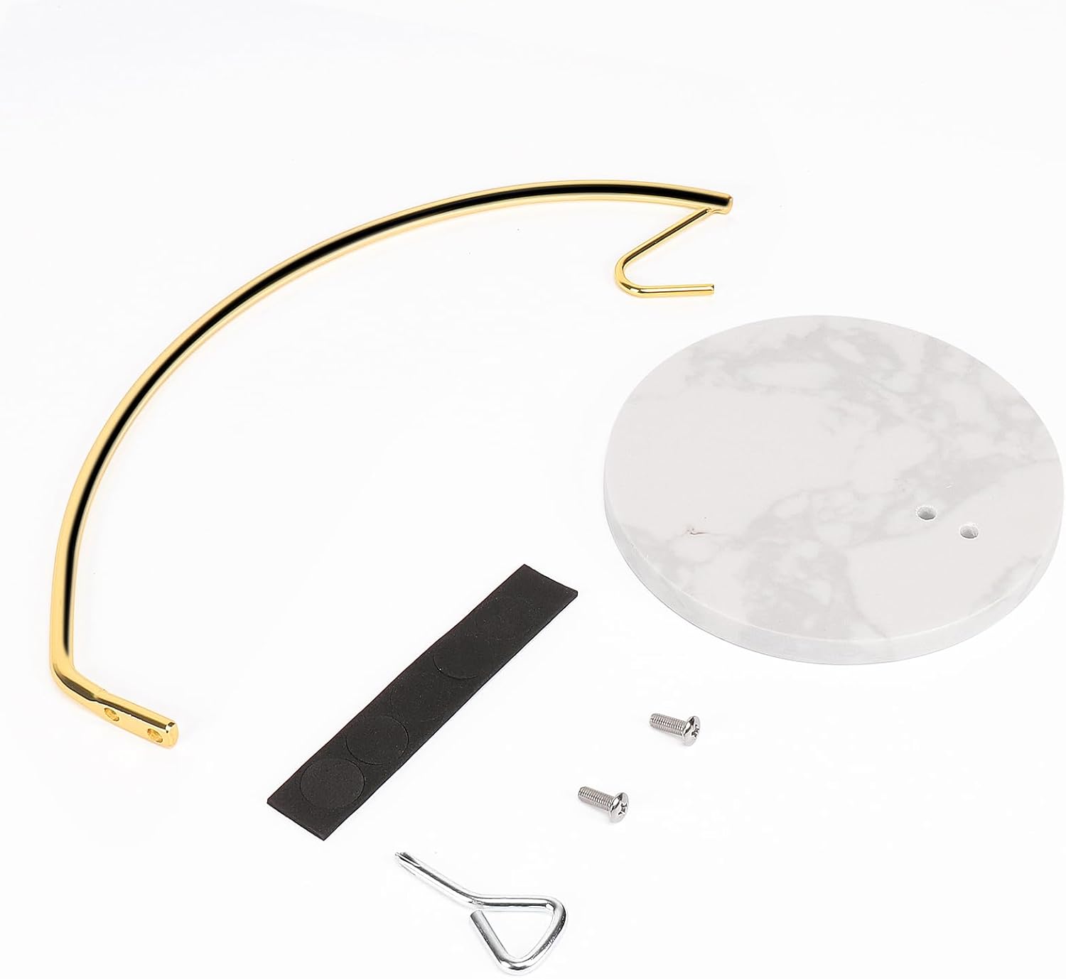 Livabber Banana Holder with Marble Base, Metal Banana Hanger Modern Tree Stand with Hook, Stylish Banana Keeper Fresh Fruit Storage Organizer Freestanding for Kitchen Countertop (Gold, Single Hook)