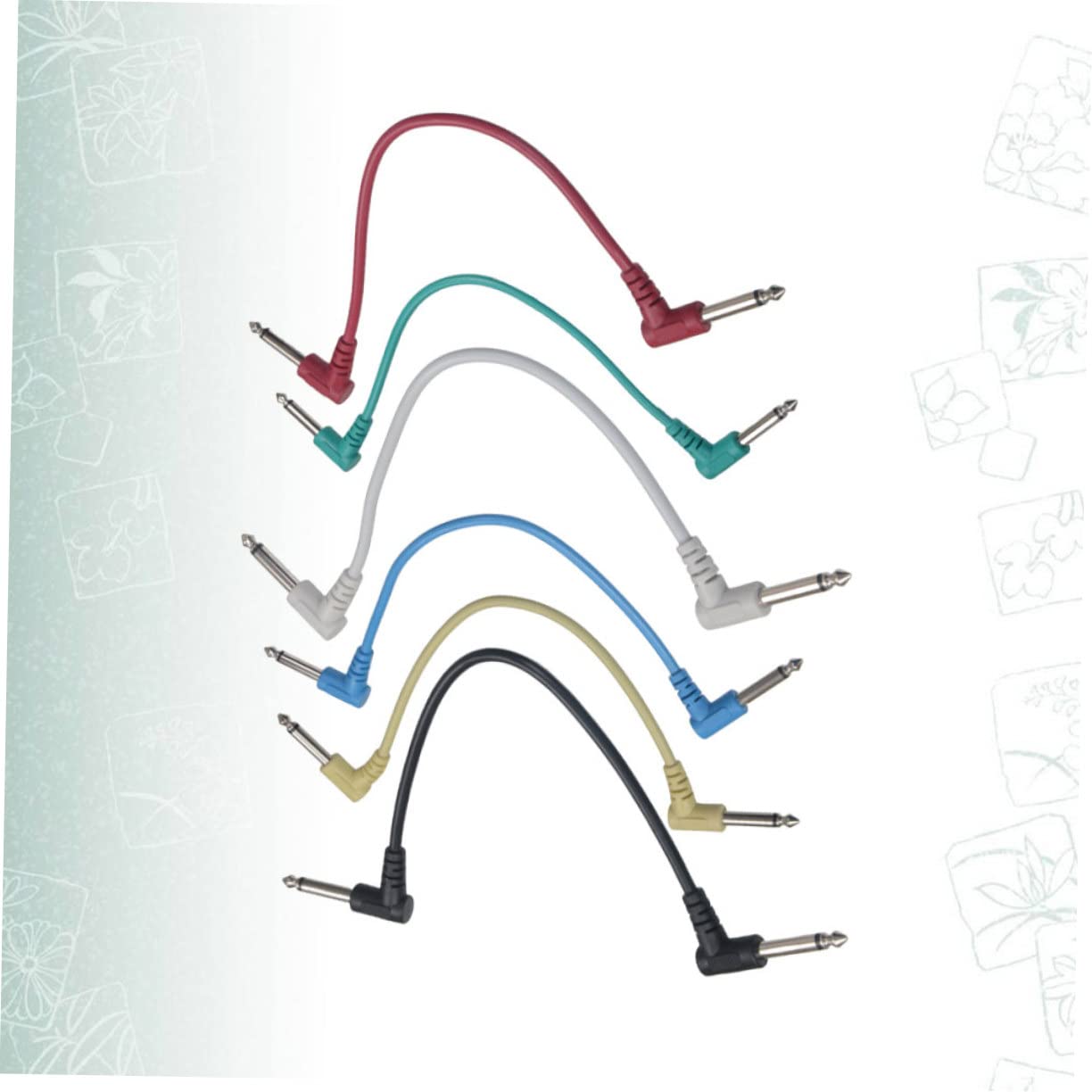 FUNOMOCYA Guitar Patch Cable Set 6pcs 6.35mm Elbow Patch Cable for Guitar Effects Pedals and Clarity