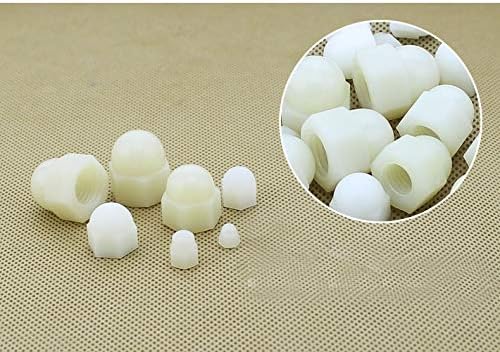 Generic 500PCS x M8 DIN1587 ROHS QUALITY WHITE Nylon Nut Plastic Cap Nuts Decorative Acorn Nut Nylon Hex Hexagon ACORN Domed Cap Nuts - (Color: White)