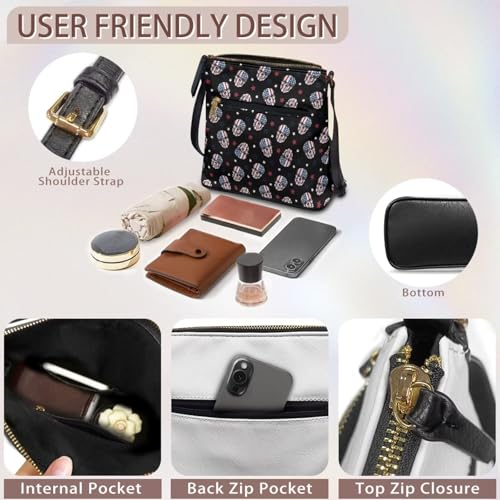 Image of Leather Purses for Women, Leather Hobo Bags for Women Travel Sling Purse Triple Zippered Pockets Shoulder Bag