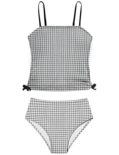 Image of Girls Tankini Swimsuits Tropical Print Bathing Suit Two Piece Girls' Swimwear with Tie Side Knot 9-16T