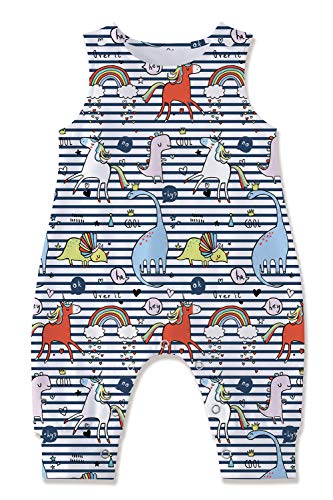 2T Infants Boy Sleeveless T-Shirt Jumpsuits for Toddler Girl Funny Black White Stripes OK No Dinosaur Graphics Tattoo Coveralls Babies Snap-up Union Suits Summer Outfits, Size 18-24 Months
