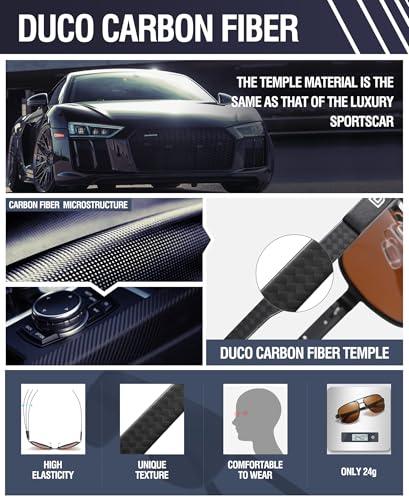 Image of DUCO Aviator Sunglasses for Men Women Carbon Fiber Polarized Sunglasses Men UV Protection for Driving Golf Fishing 3051