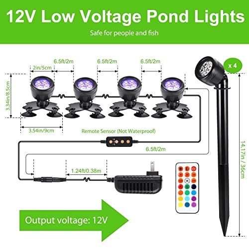 Urophylla Pond Lights Led Spot Lights Indoor/Outdoor Submersible Fountain Spotlights, Ip68 Waterproof Landscape Lights For Yard Garden Pool Aquascape Koi Lighting, 360° Adjustable With Base(4Pcs) #TOP4