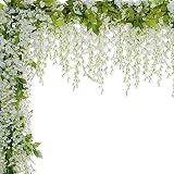 WEISPARK Artificial Flowers Garland, 4Pcs 7.2Ft/Piece Artificial Silk Wisteria Vine Hanging Flower f