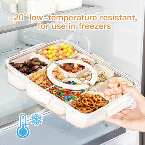 SESAMELESS Snack Box, 8 Compartment Divided Serving Tray Portable Food Snackle Box with Lid and Handle Organizer for Food Snack Veggie Candy for Kitchen Fridge Storage Containers - Image 3