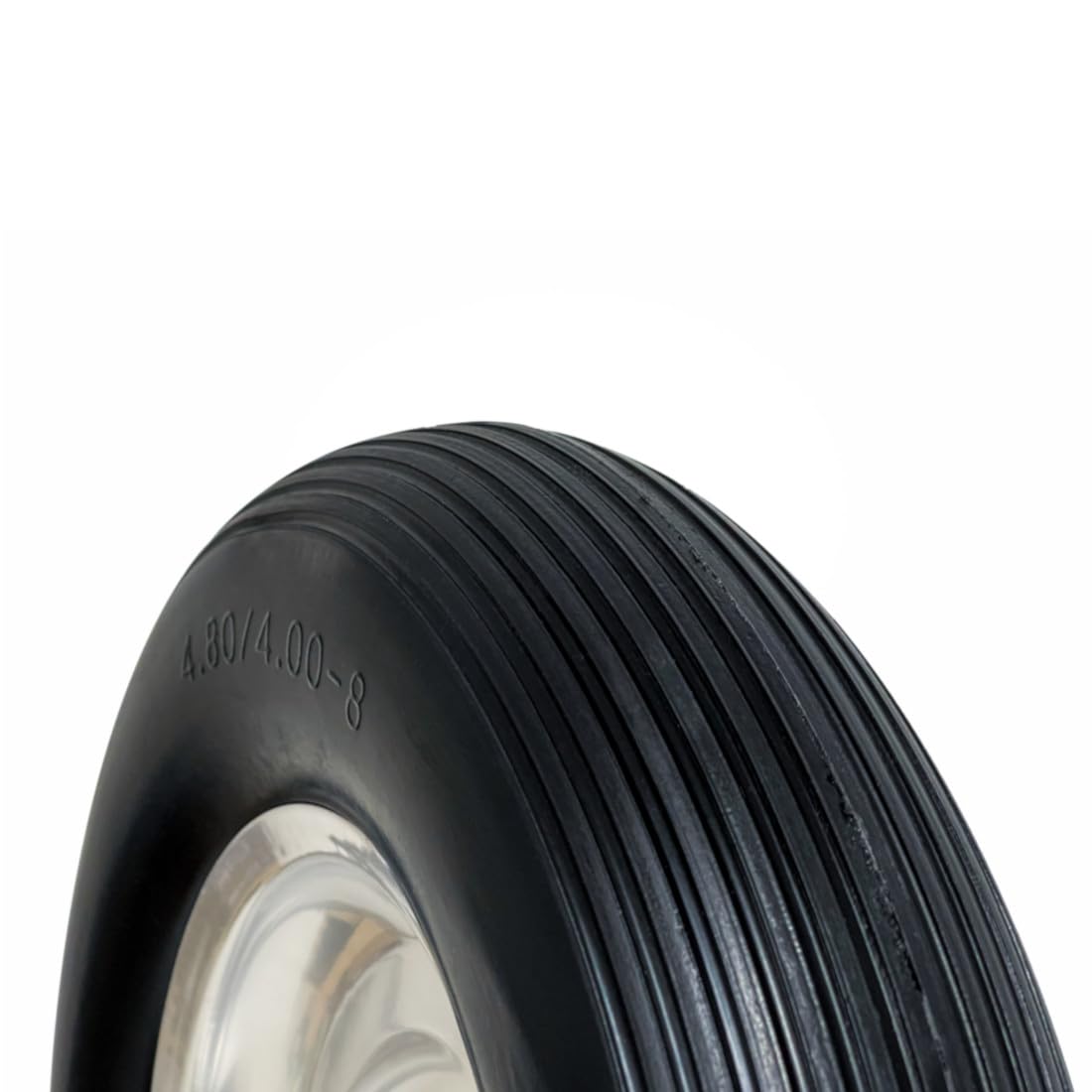 TAMS® Schubkarrenrad Vollgummi mit Achse grau Schubkarrenreifen 4.80/4.00-8 Metallfelge Pannensicher Ersatzrad Rad
