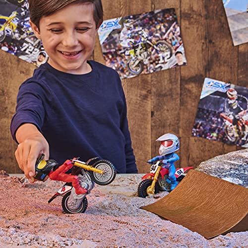 Supercross, Race and Wheelie Competition Set, Includes Ricky Carmichael and Ken Roczen Bikes and Deluxe Ramp, Kids Toys for Boys Aged 3 and Up - Thumbnail 5