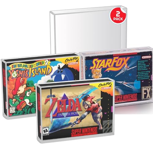 Image of EVORETRO SNES & N64 Game Storage Display Acrylic Protector Case Compatible with Nintendo N64 Game Holder & SNES Game Storage Boxes - 4MM Acrylic SNES Box Protector Clear Case (2 Pack)