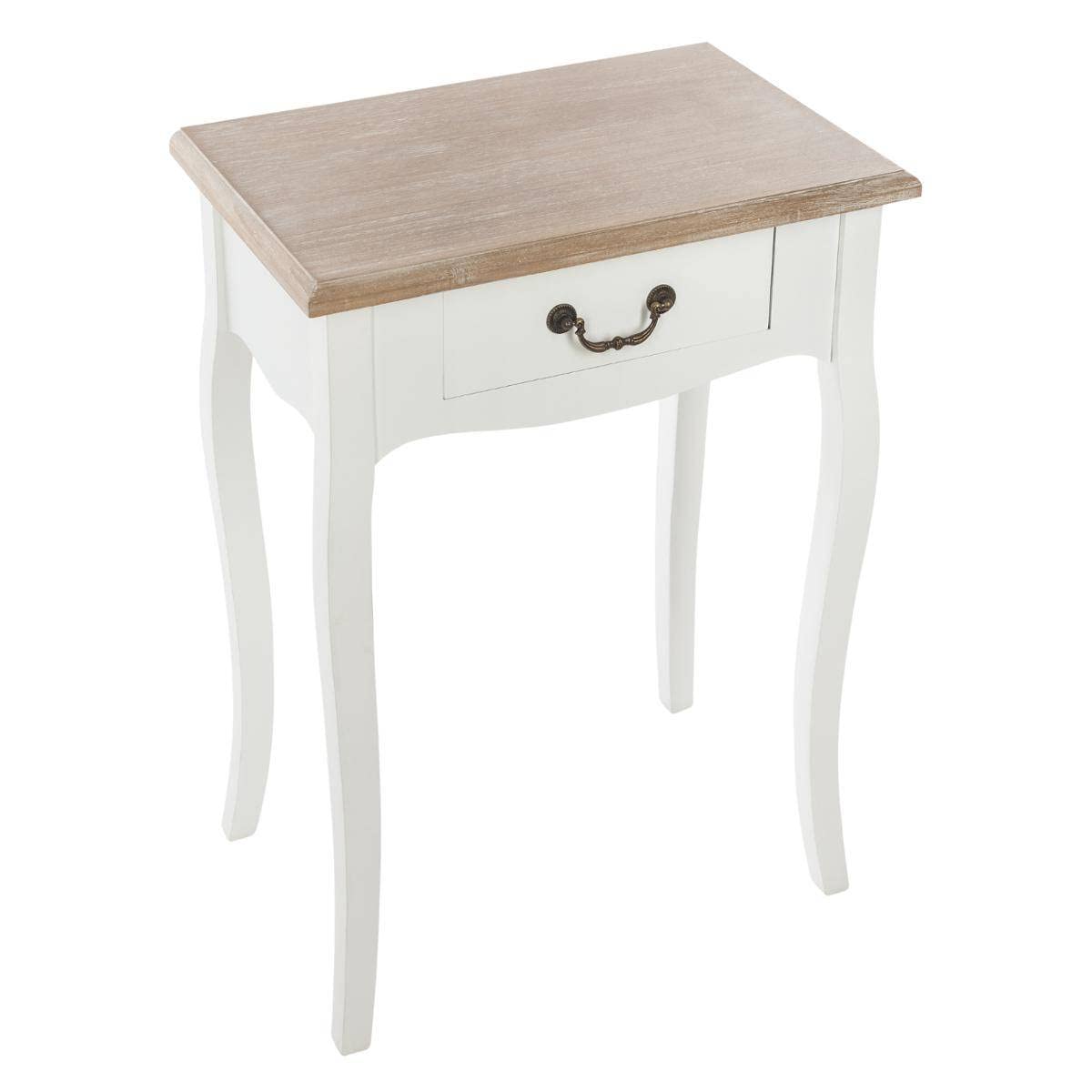 ATM23-114516A AC-Deco - Mesita de Noche (47 cm), Color Blanco, Madera, 47 x l. 30 x 65 cm