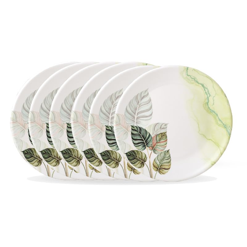 Image of Golden Fish Melamine Dinner Plates Set of 6 for Serving - Full Size, Curved, Vintage Design, Break Resistant for Home, Kitchen, Restaurant, Party (11 inch)