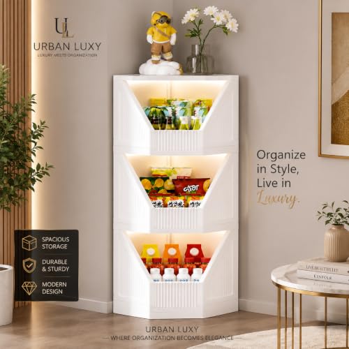 Image of URBAN LUXY Collapsible Wardrobe Rack for Storage /Sturdy Wardrobe /Kitchen Cupboard /Foldable Storage Organizer /Closet for Bedroom /Living Room /Laundry Room (Corner Cupboard, 6PCS)