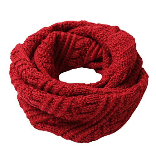 DELEY Mujeres Bufanda De Punto Fulares Grueso Cable De Lana Cuello Wrap Invierno Cálido Círculo Chal Envoltura Scarf Rojo Cover