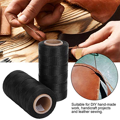 2 rollos de hilo encerado para coser cuero, hilo plano encerado para encuadernación y costura a mano, herramienta para manualidades en cuero miniatura 2