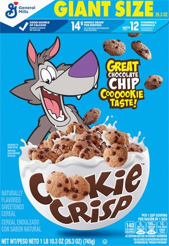 Image of Cookie Crisp Breakfast Cereal, Chocolate Chip Cookie Taste, Made With Whole Grain, Giant Size, 26.3 oz (Pack of 2)