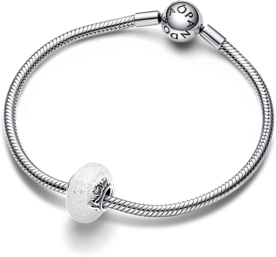 新品　PANDORA Mum & Love ムラノチャーム Amazon.com: PANDORA Glittery White Murano Glass Mom & Love