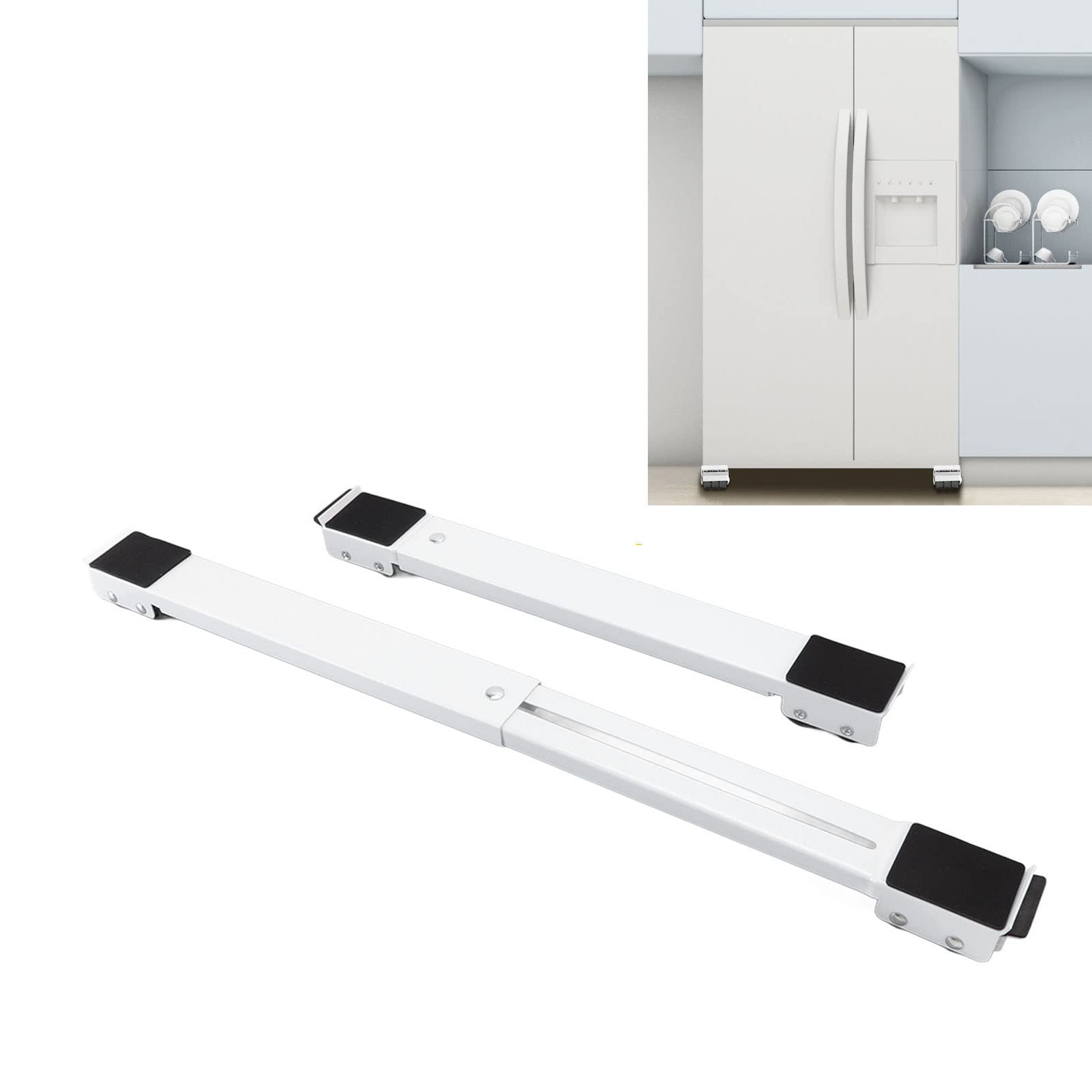 Topyond 2 Juegos De Muebles, Soporte De Rodillo Móvil, Base Elevada Extensible, Base De Lavadora Móvil con Ruedas para Refrigerador, Lavadora, Secadora, Muebles Grandes Y Pesados(Blanco)