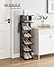 VASAGLE 7-Tier Vertical Shoe Rack, Narrow Shoe Storage Organizer with Hooks, Slim Corner Tower Shelf, Space-Saving for Entryway and Bedroom, Black ULBS200T16