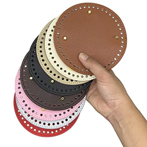 Yayatty 8 Color PU Leather Bag Bottom Base Crochet Bag Bottom, 8 Pieces 5.9 Inch Round Knitting Crochet Bags Bottom with Crochet for DIY Handbag Shoulder Bags Purse Making Supplies - Image 3