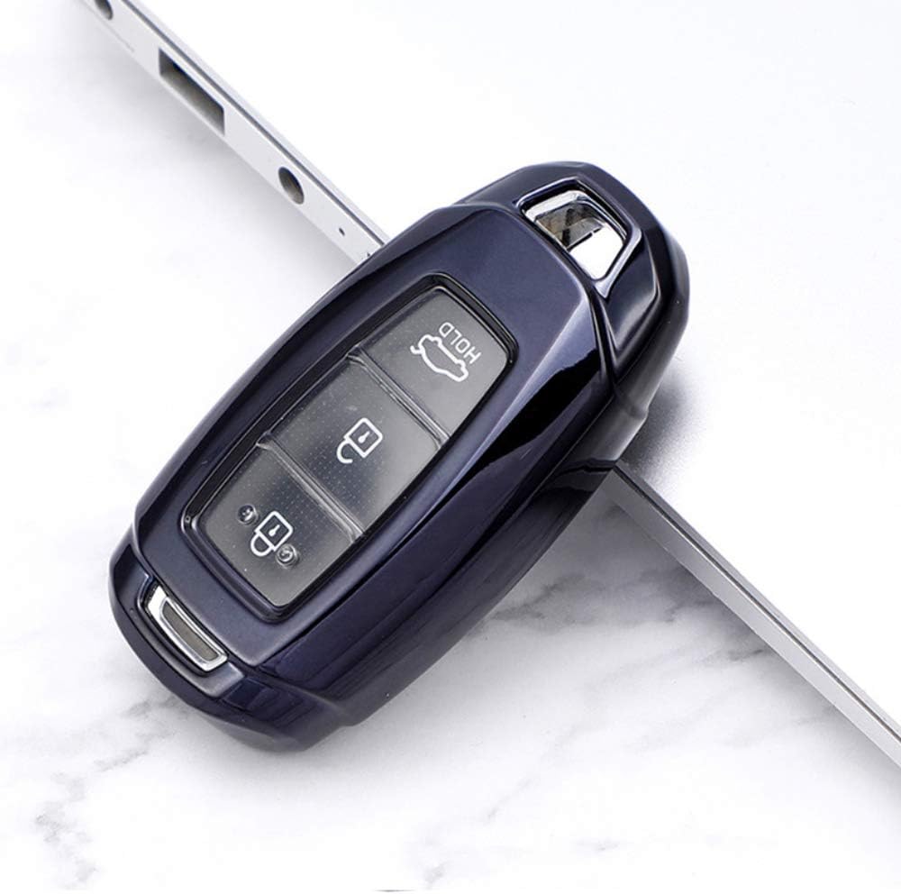 ontto dla Hyundai pokrowiec na kluczyki samochodowe premium miękki silikon TPU pokrowiec na klucze osłona ochraniacz na 2017-2019 Hyundai Veloster Kona Azera 2019 Hyundai Santa FE i30 ix35 3 guziki brelok zdalny brelok do kluczy