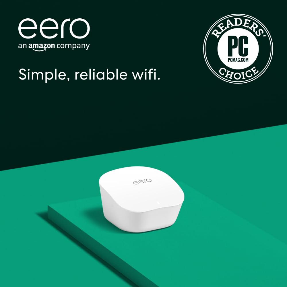 Like-New Amazon eero mesh wifi router - Supports internet plans up to 550 Mbps, Coverage up to 1,500 sq. ft., 1-pack eero 1-Pack