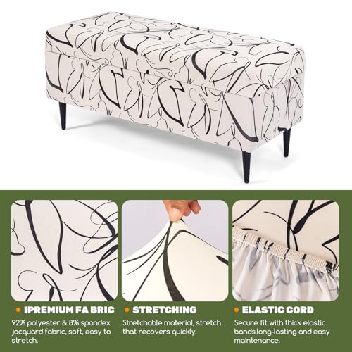 Image of FUANGUI Ottoman Cover Stretch Storage Ottoman Bench Slipcover Printed Folding Storage Bench Ottoman Cover Footrest Stool Slipcover Footstool Protector Cover with Elastic Bottom, Large,84