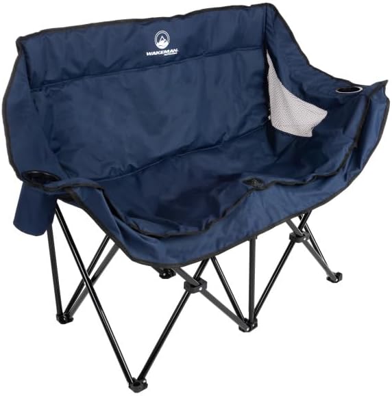 Wakeman Outdoor Loveseat, Two-Person Camp Chair, Blue
