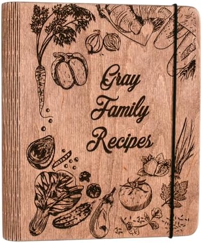 ENJOY THE WOOD Personalized Recipe Book Binder - Wooden Blank Fam...