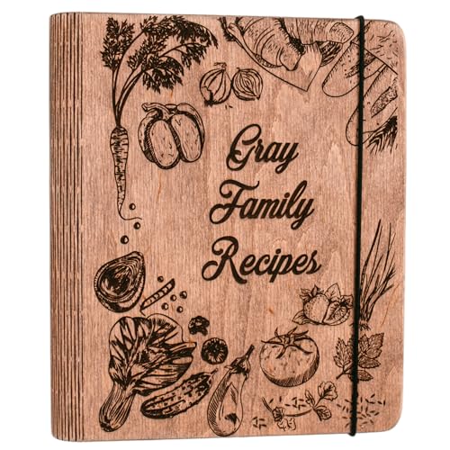 ENJOY THE WOOD Personalized Recipe Book Binder - Wooden Blank Family Cookbook Journal to Write in Your Own Recipes - Customized Recipe Binder, Recipe Books to Write in, Hardcover (Small (A6), Peppers)