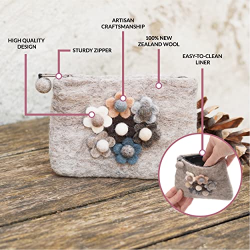 Flower Cute Makeup Bag Set Of 3 – Small, Floral Makeup Pouch For Jewelry, Money, & Makeup Organization – Handmade, Fair Trade Makeup Bag For Purse - Great Gifts For Women, Kids, & Teens #TOP3