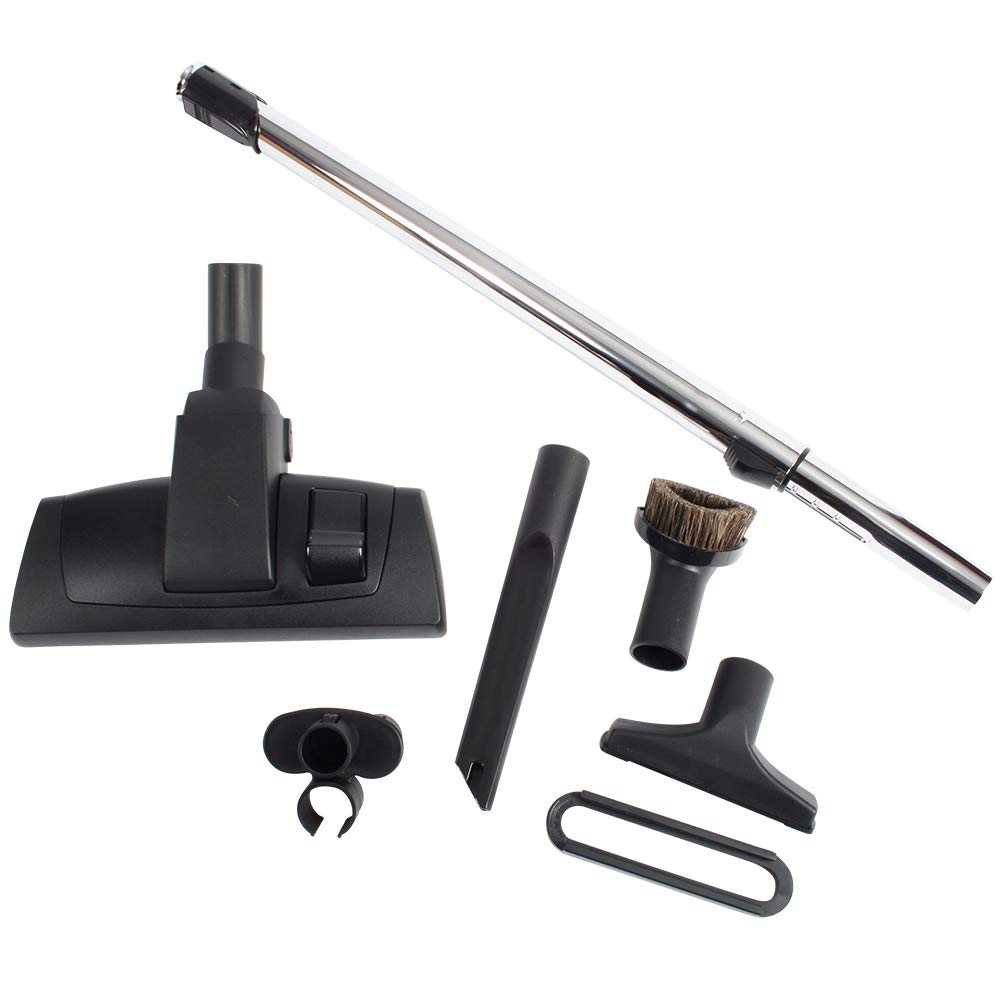 Cen-Tec Systems95094 Hard Floor and Carpet Vacuum Attachments with Button Telescopic Chrome, 12" Combination Nozzle and Kit w/Locking Wand, Black