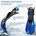 COZIA DESIGN Adjustable Swim Fins – Diving Fins, Travel Size Scuba Snorkel Fins for Snorkel Set Adult, Swimming Fins for Adults and Kids (Blue - L/XL)