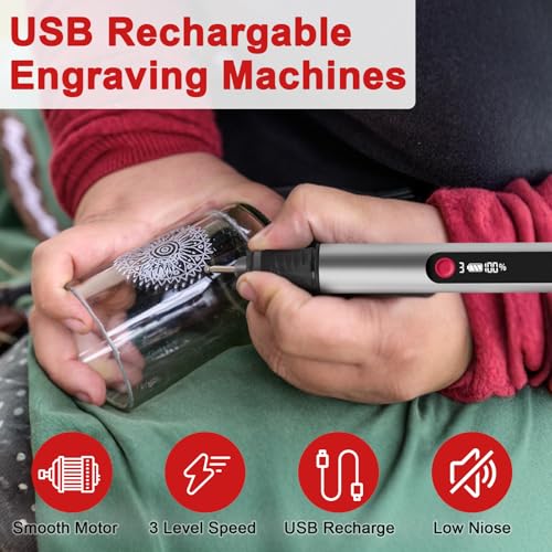 3-Gang-Elektro-Mini-Bohrstift, Wiederaufladbare DIY Handbohrer Elektrisch mit 30 Spiralbohrer, mini Bohrmaschine für Modellbau, Holz, Harz Schmuckherstellung Kunststoff Leiterplatte Leder