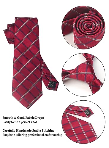 Image of Striped Plaid Polka Dot Mens Tie Formal Necktie Pocket Squares Ties Clips Cufflinks Classic for Men Set