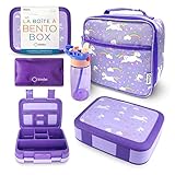 Bento Box with Insulated Lunch Bag, Ice Pack & Water Bottle Set for Kids - 5...