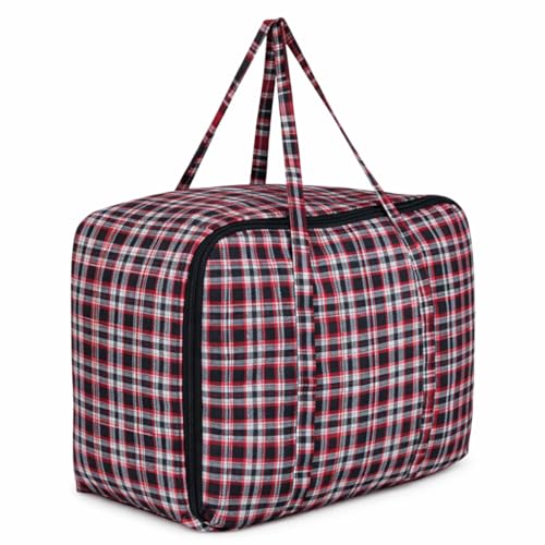 Image of HOUSE FOX Jumbo XXXL Cotton 142 Litre Underbed Storage Bag for Double Blanket | Quilt | Clothes | Traveling Storage Bag Heavy Zipper & Strong Handle MultiPurpose Size -70x60x34 Cm (Grey, 1 Pc)