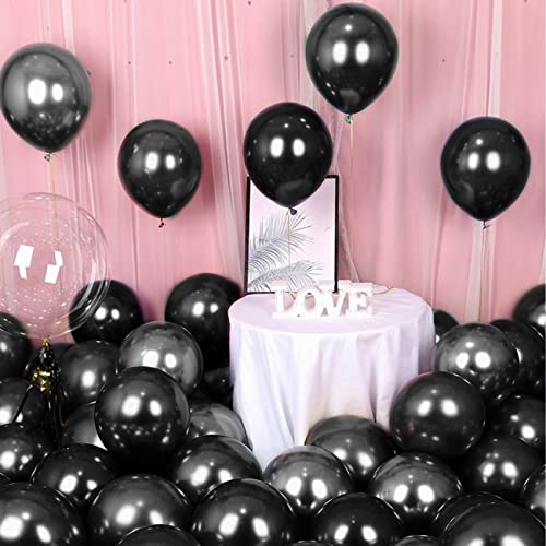 Image of ITAF Black Metallic Finish Shiny Balloons For Birthday /Anniversary /Engagement /Wedding /Baby Shower /Farewell /Any Special Event Theme Party Decoration - Pack of 50