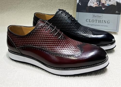 Santimon Men’s Dress Shoes Wingtip Oxford | Embossed Leather with Lightweight Cushioned Platform Sole | Business-Casual Footwear for Office, Wedding3