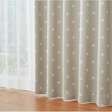 Amazon Nissen ニッセン スイーツカラーのドット柄遮光カーテン 遮像レース４枚セット ミルクティー 15 幅100 長さ185cm 4枚 カーテン オンライン通販
