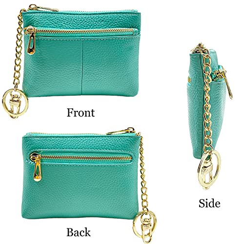 Beurlike Womens Rfid Coin Purse Change Wallet Small Leather Card Holder Keychain (Teal) #TOP2