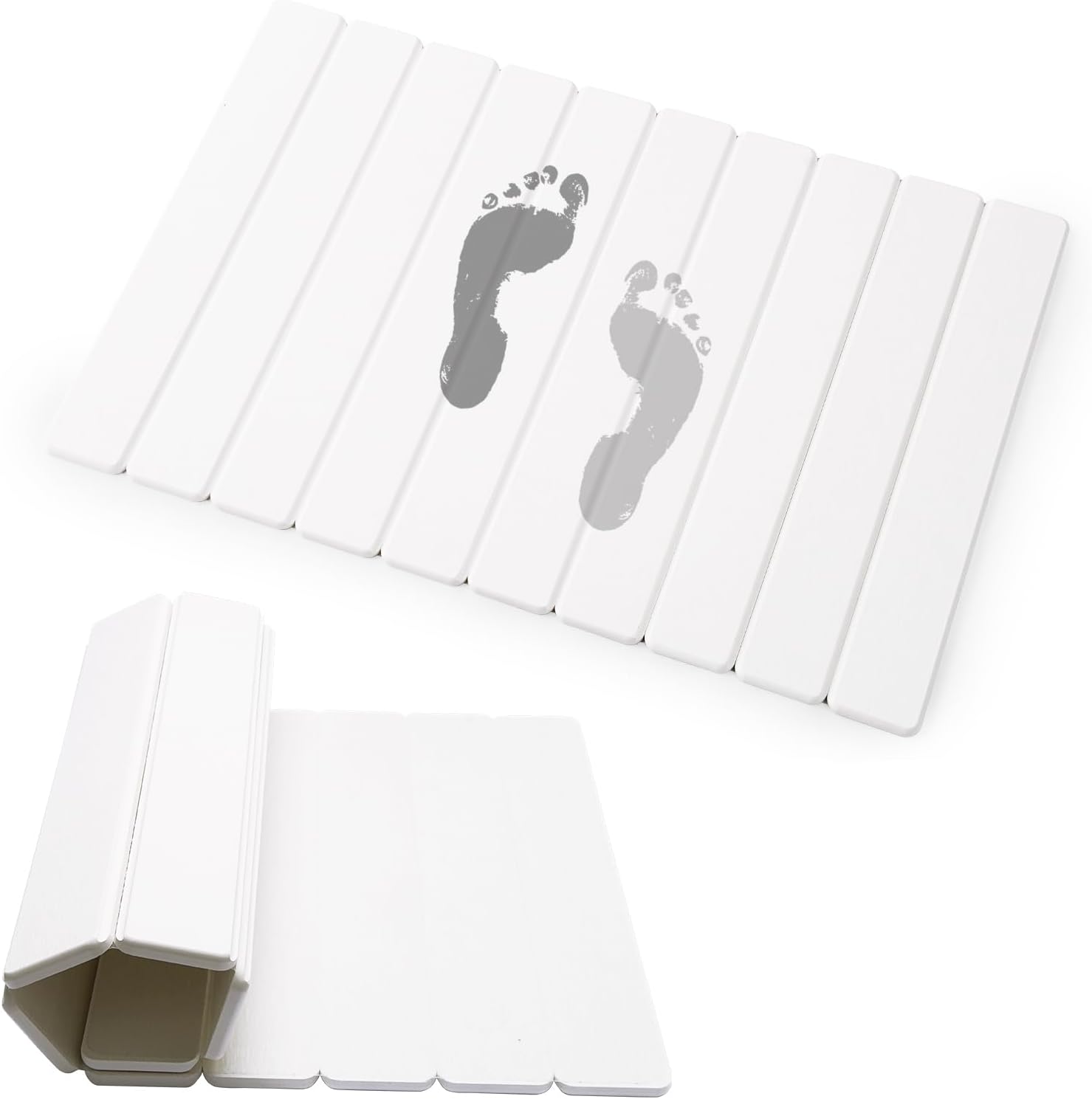 Foldable Stone Bath Mat, Quick-Drying Diatomite Bath Mat, Fast-Drying Hard Stone Drying Mat for Bathroom Shower Floor, 23.6 x 15.4 inch (Dark Grey)